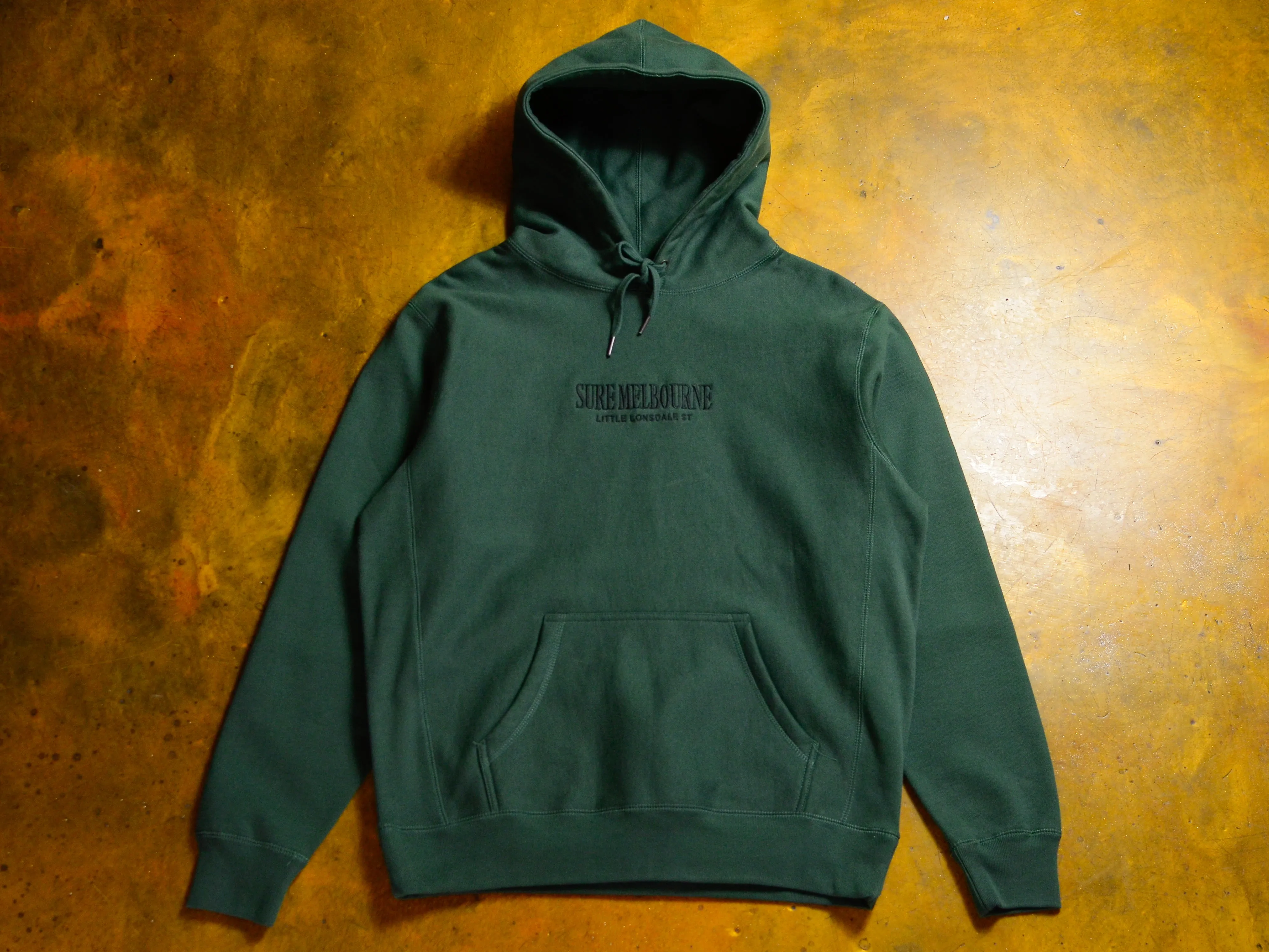 Little Lonsdale St. Embroidered Super Heavyweight Reverse Weave Hooded Fleece - Alpine Green