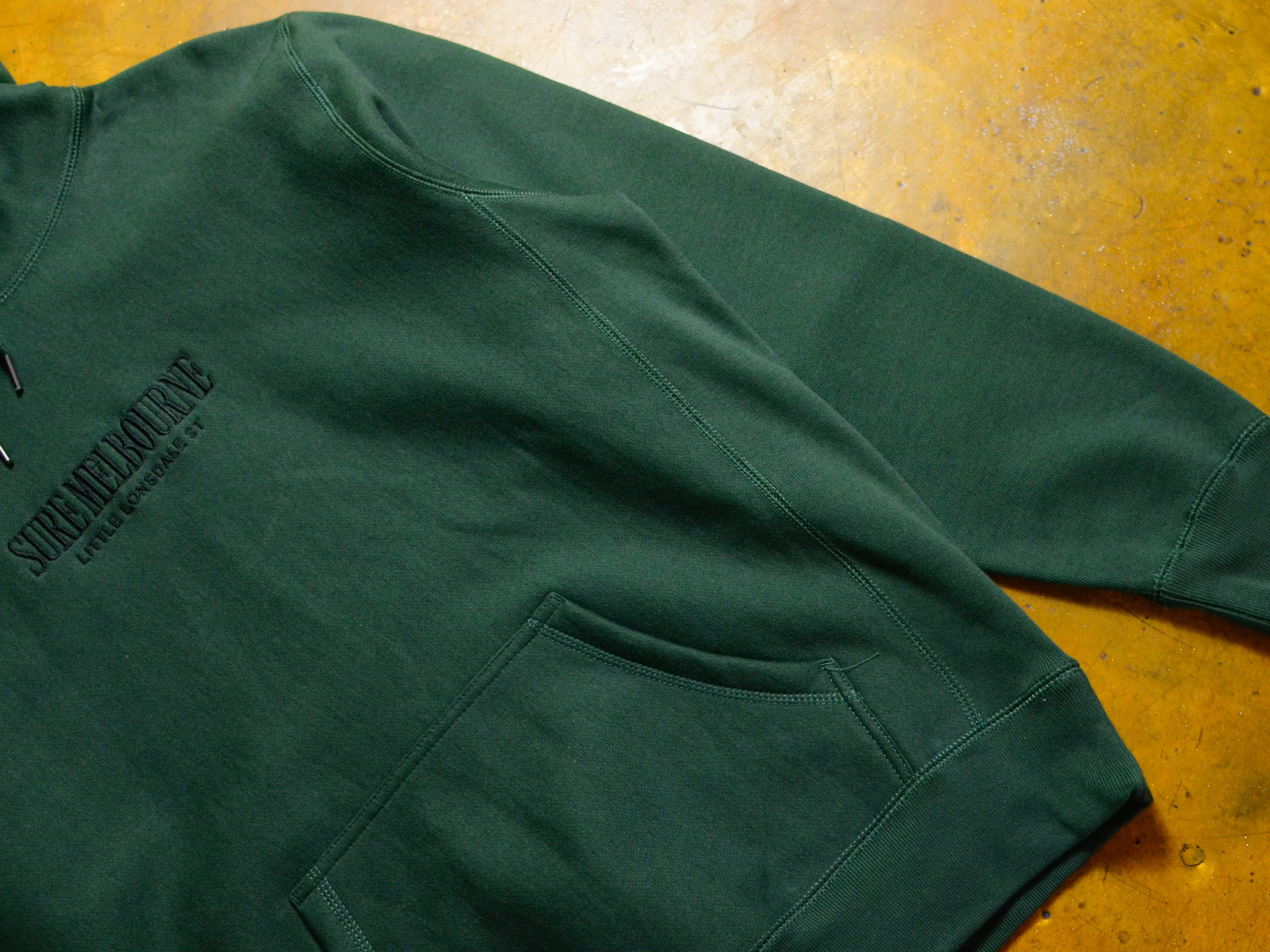 Little Lonsdale St. Embroidered Super Heavyweight Reverse Weave Hooded Fleece - Alpine Green