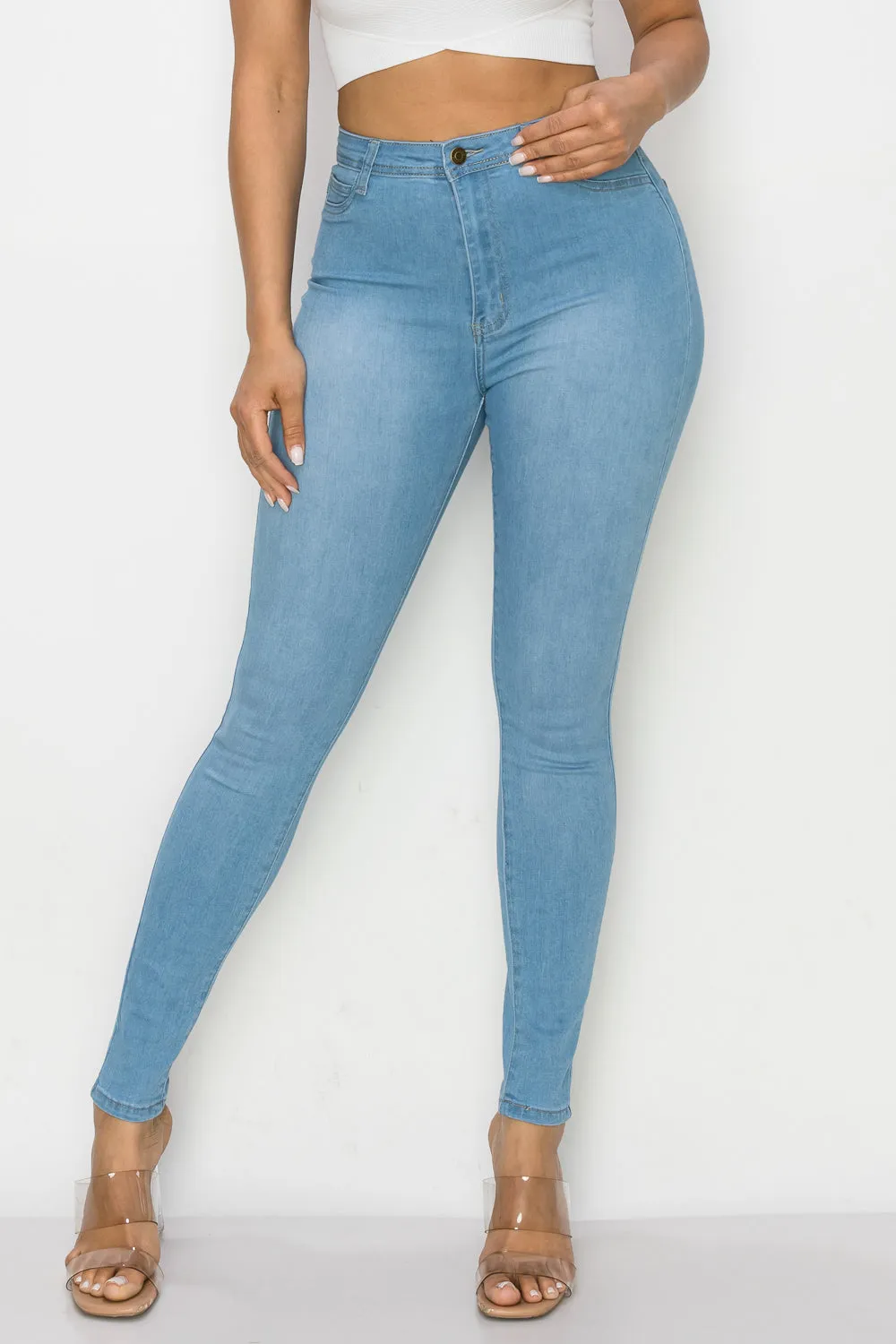 LO-126 OPEN PACK LIGHT BLUE HIGH WAISTED SKINNY DENIM JEANS