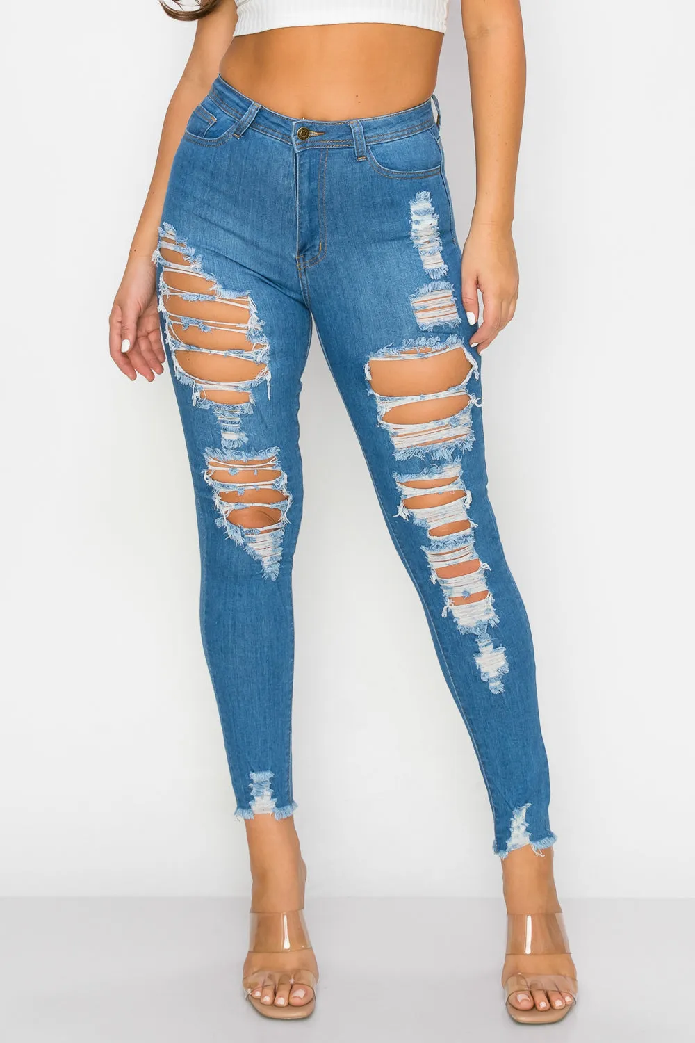 LO-162A Say Yes To Distress Ankle Jeans