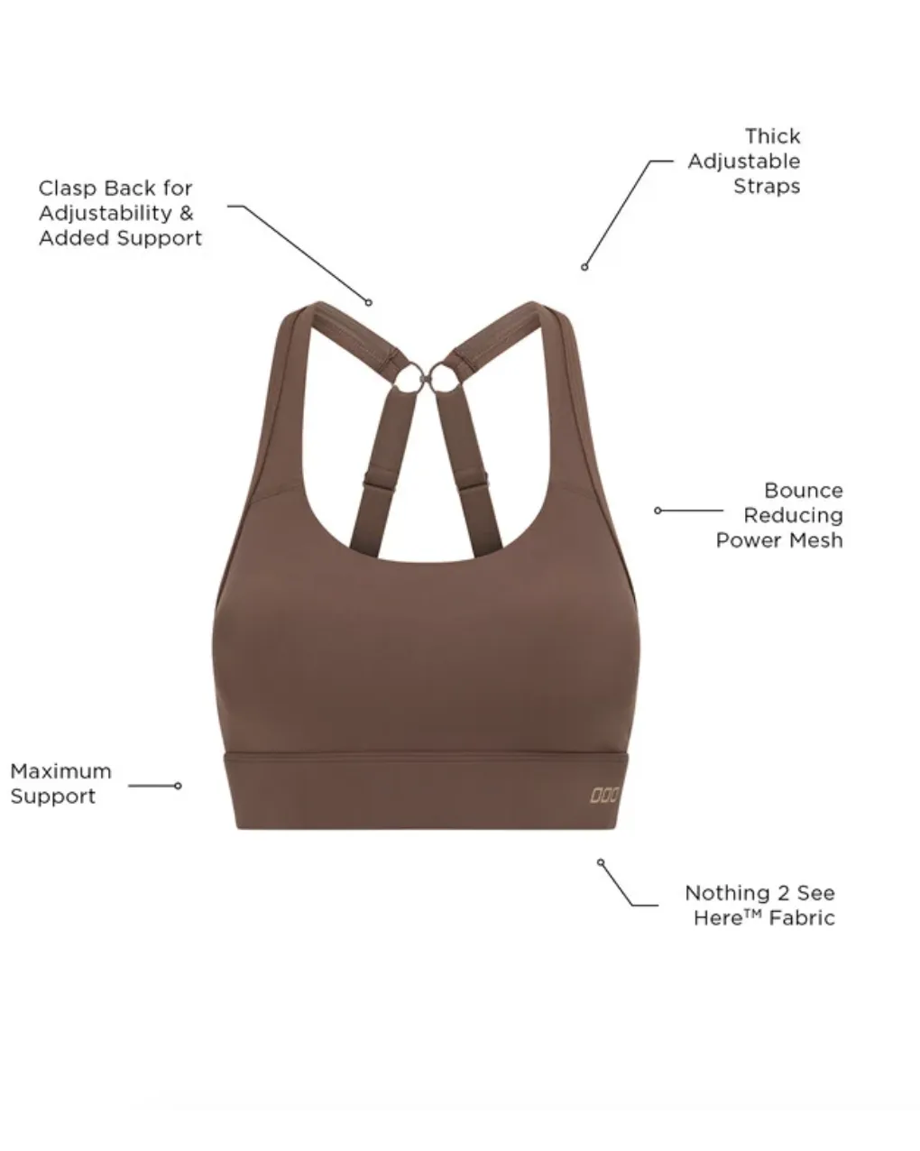 Lorna Jane Amy Maximum Support Sports Bra - Chocolate