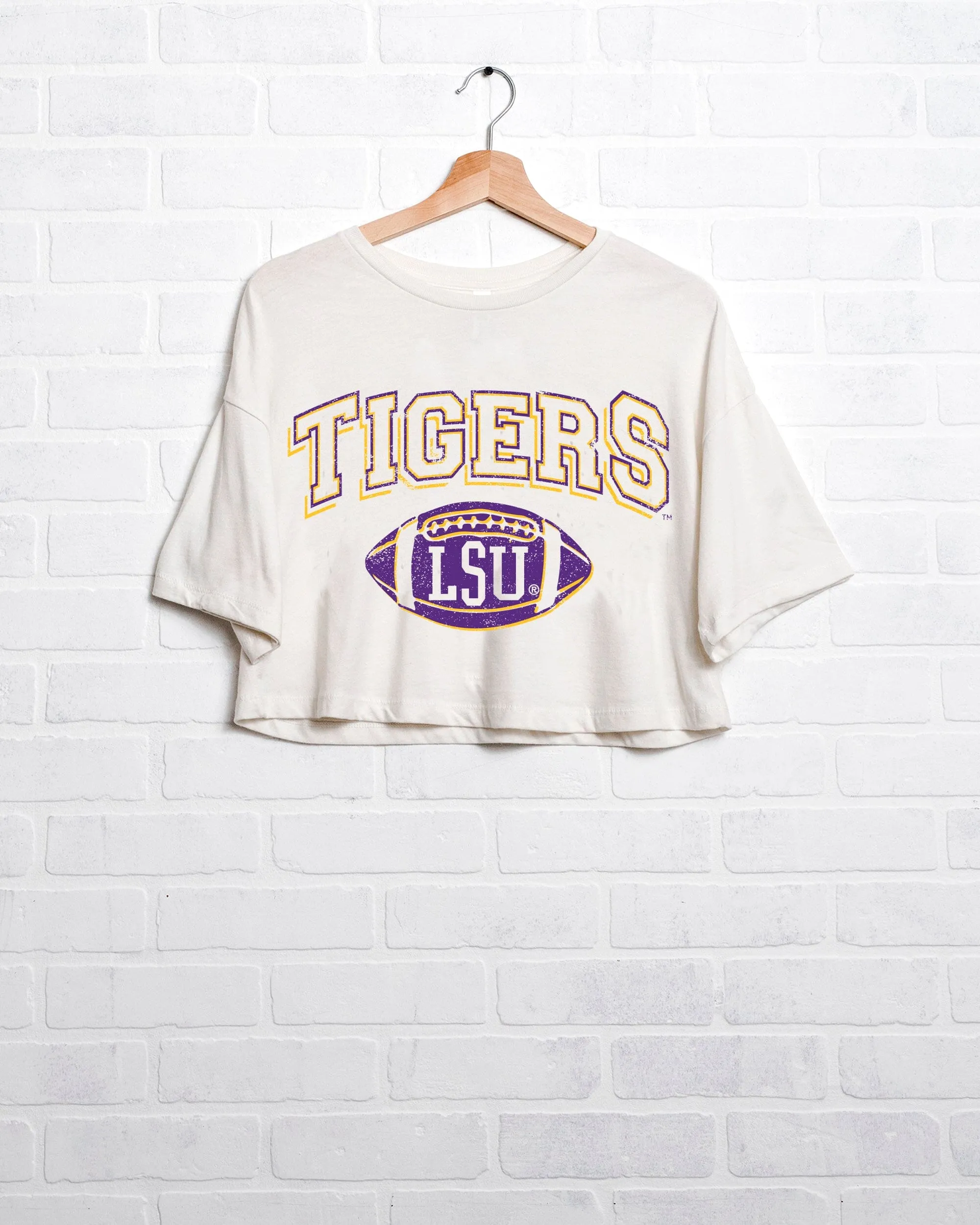 LSU Tigers Wonka Football Off White Cropped Tee