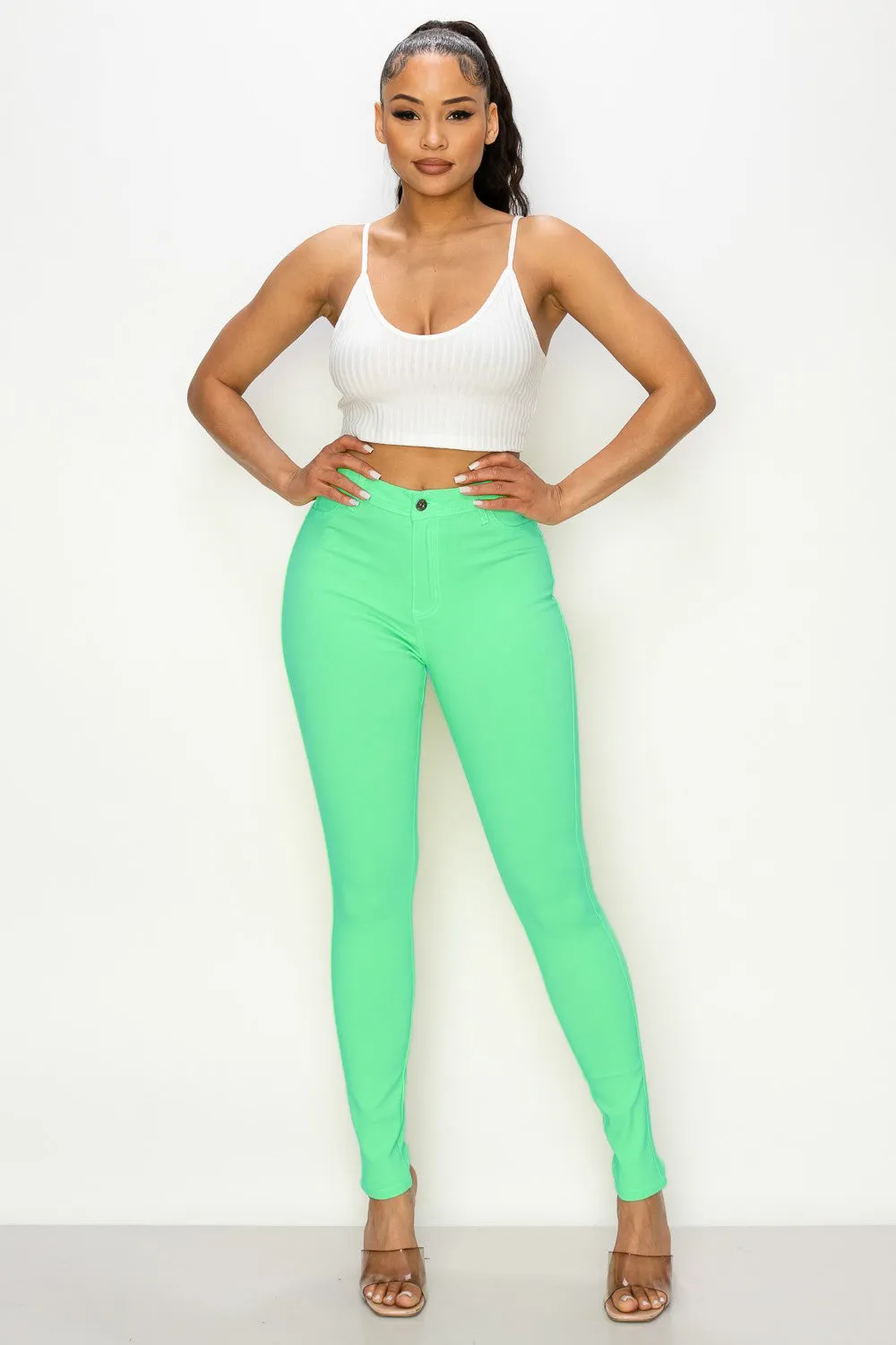 LV-300 LIGHT MINT HIGH WAISTED COLORED JEANS