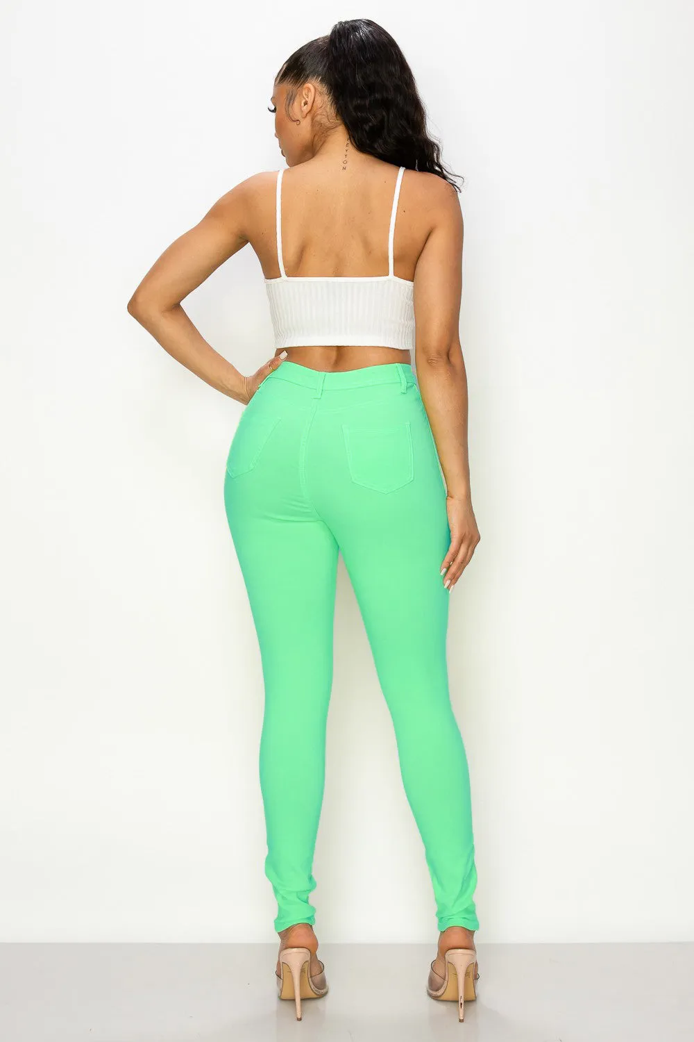 LV-300 LIGHT MINT HIGH WAISTED COLORED JEANS