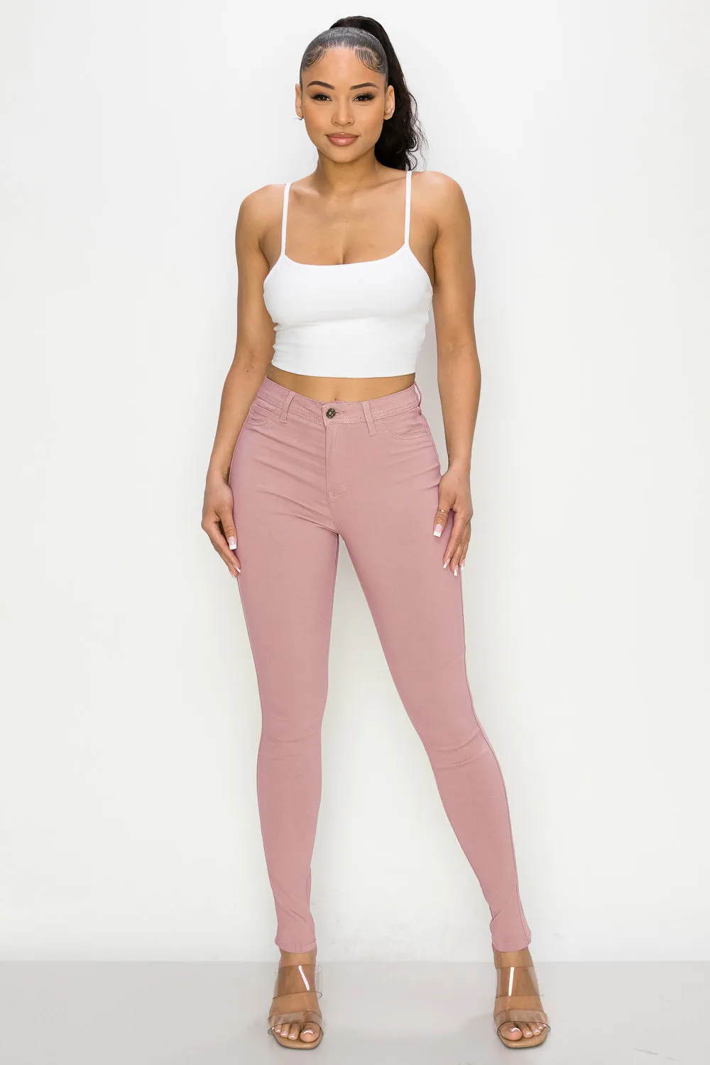 LV-300 MAUVE HIGH WAISTED STRETCHY JEANS