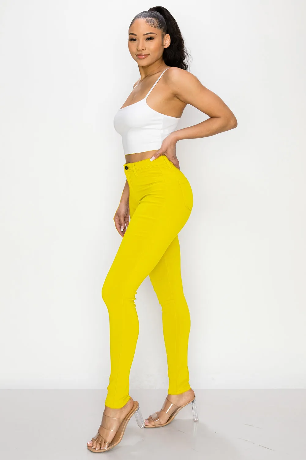 LV-300 YELLOW HIGH WAISTED COLORED JEANS