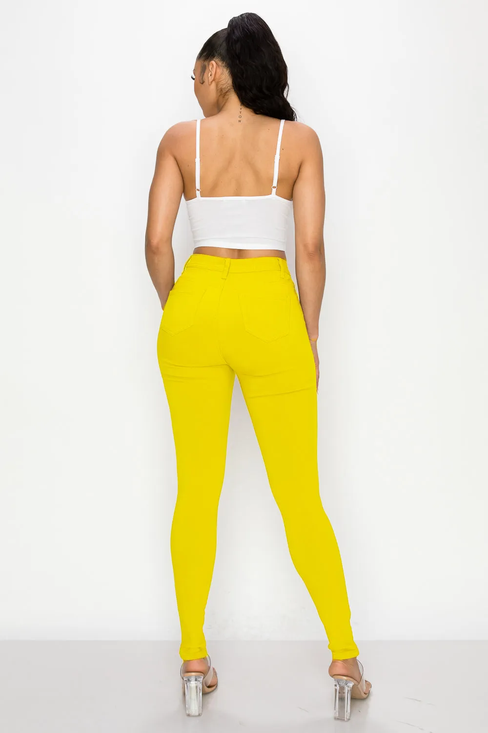 LV-300 YELLOW HIGH WAISTED COLORED JEANS