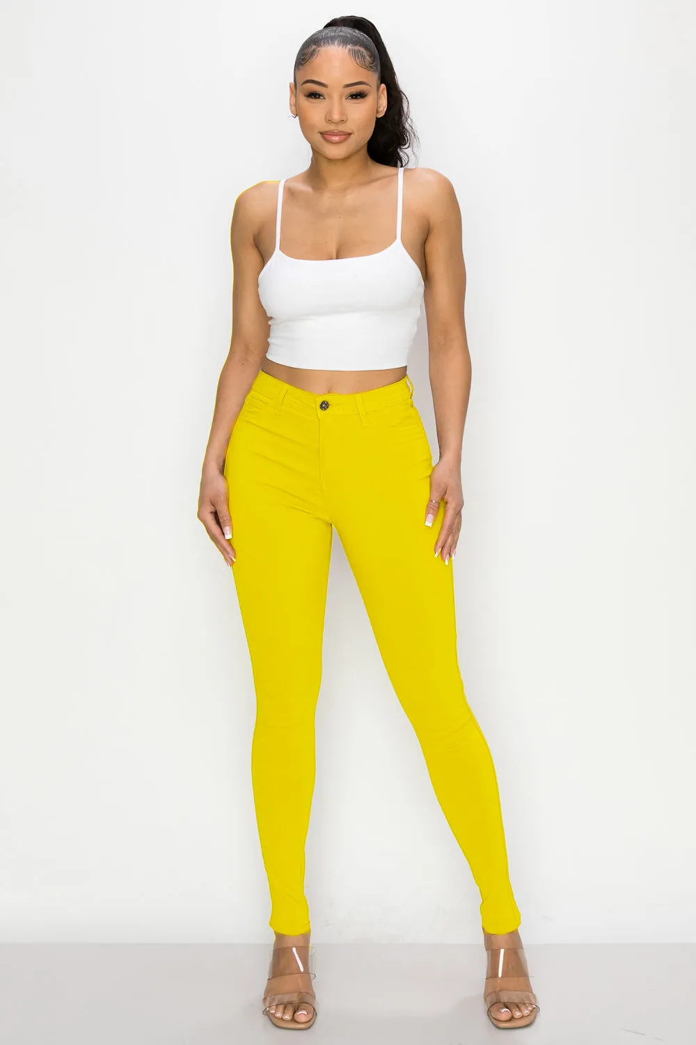 LV-300 YELLOW HIGH WAISTED COLORED JEANS