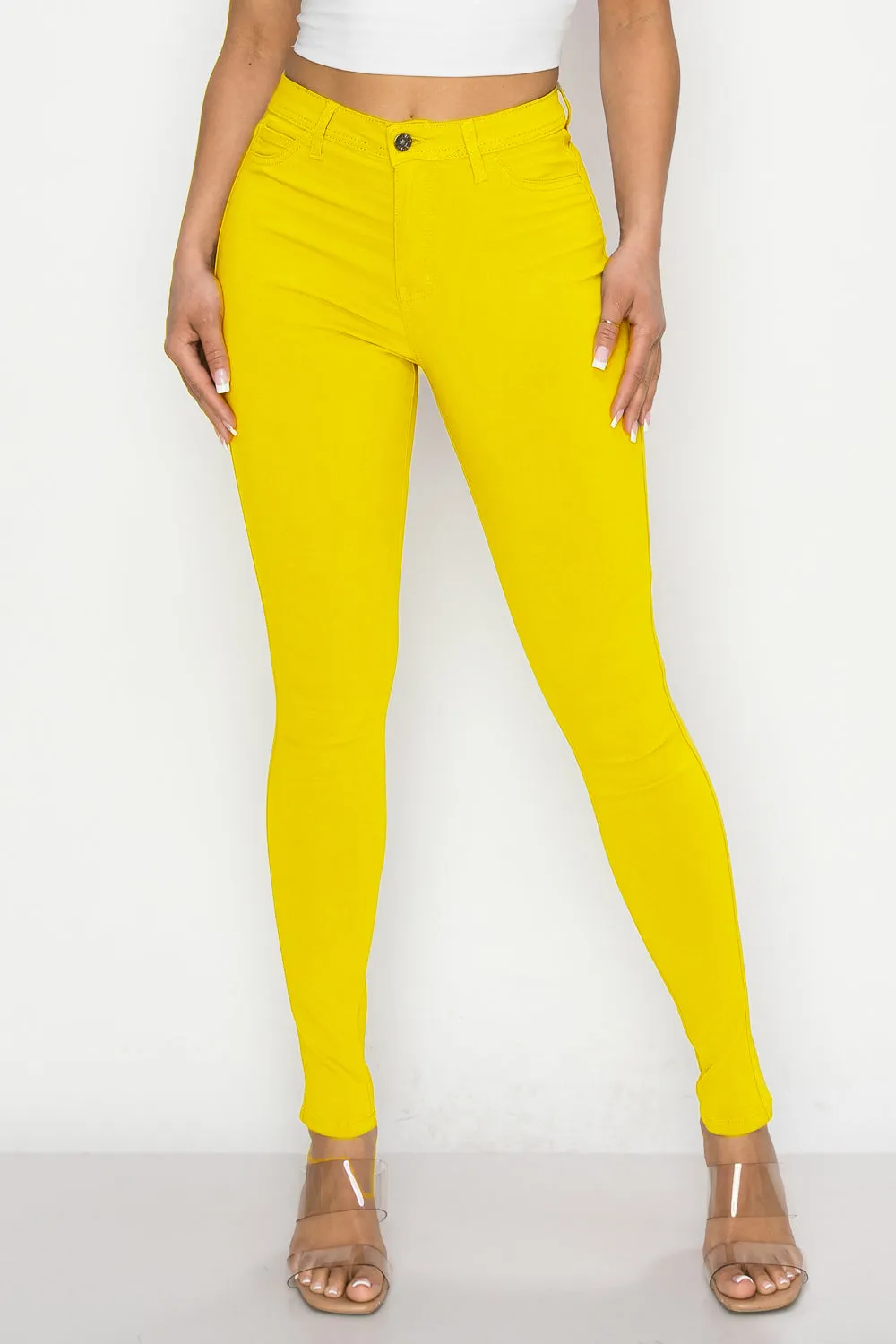 LV-300 YELLOW HIGH WAISTED COLORED JEANS