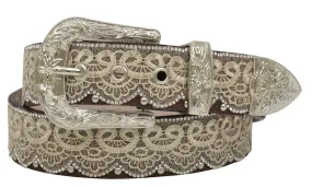 M&F DA3650 Tan & Lace Embroidery Belt