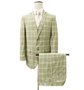 Mazari Vested Modern Fit Windowpane Suit - Paris Sage