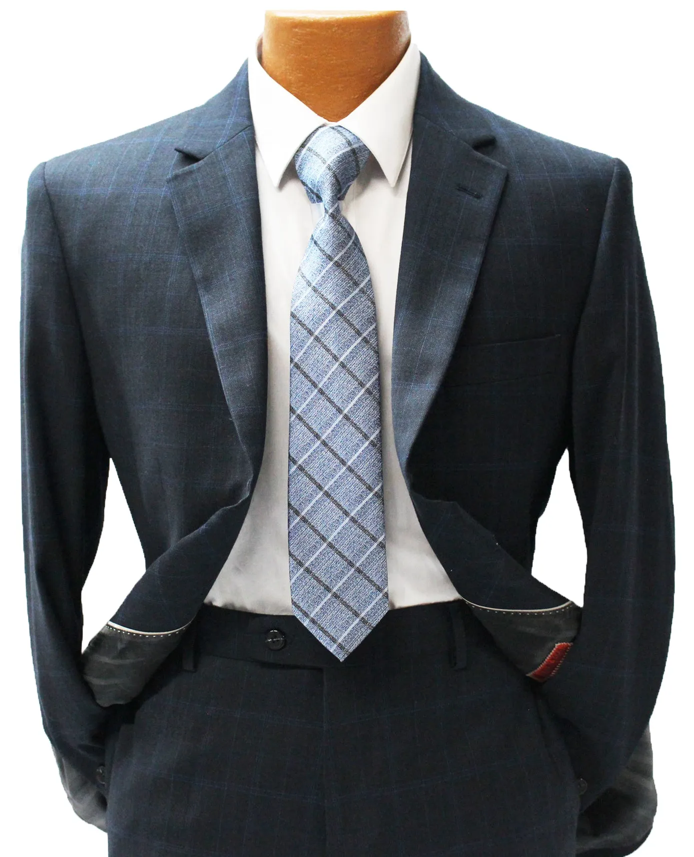 MDZ Windowpane Modern Fit Suit - Navy