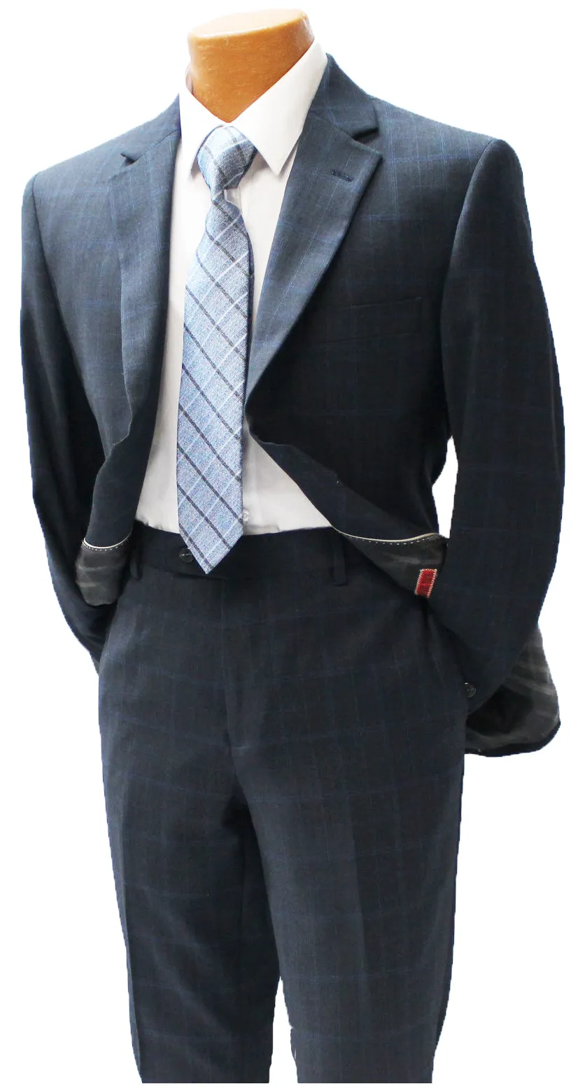 MDZ Windowpane Modern Fit Suit - Navy