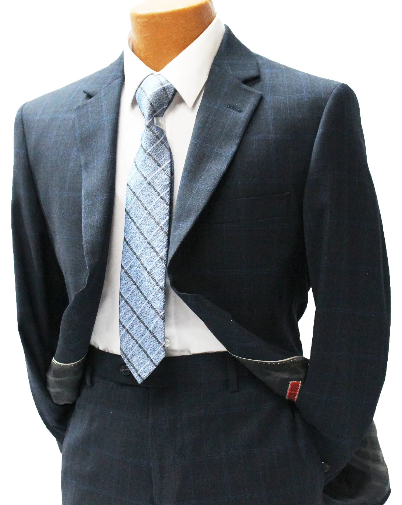 MDZ Windowpane Modern Fit Suit - Navy