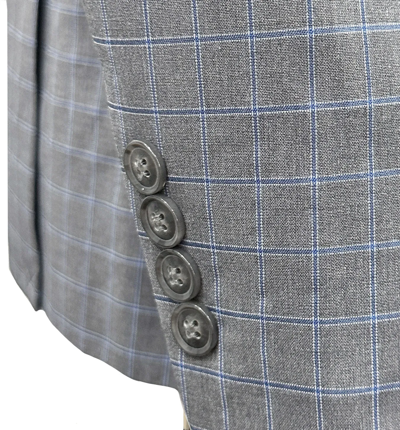 MDZ Windowpane Vested Modern Fit Suit - Gray/Blue