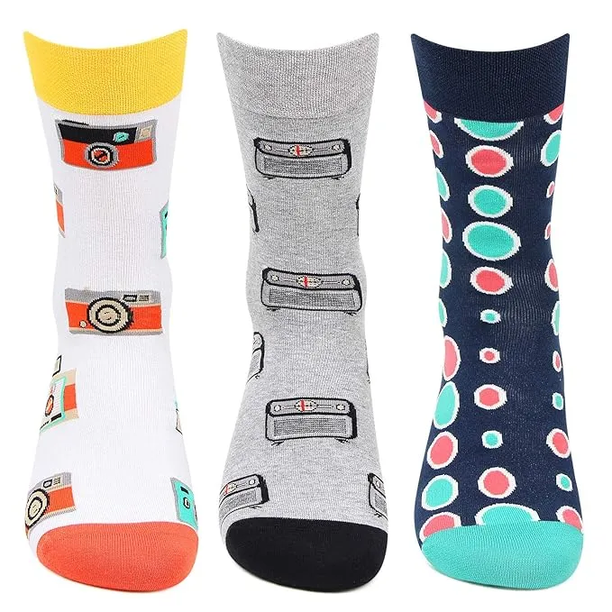 Men Crew Length Quirky Bold Socks - Pack of 3