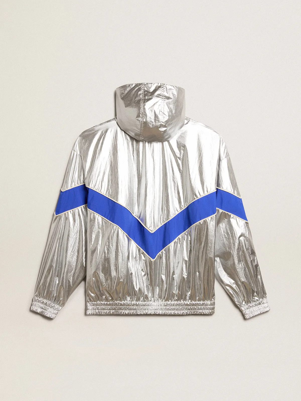 Men's windcheater in silver technical fabric