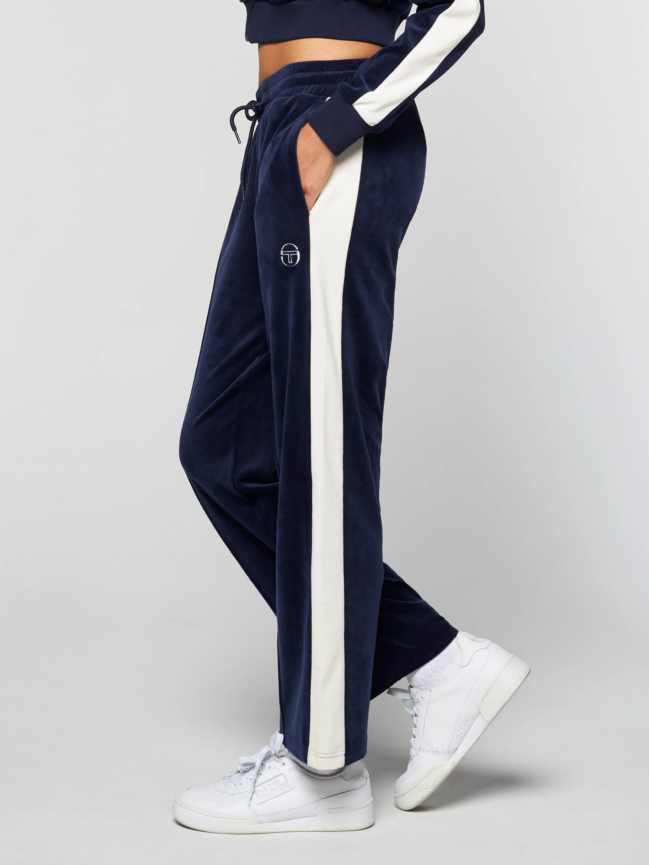 Miss Carlotta Velour Track Pant- Maritime Blue