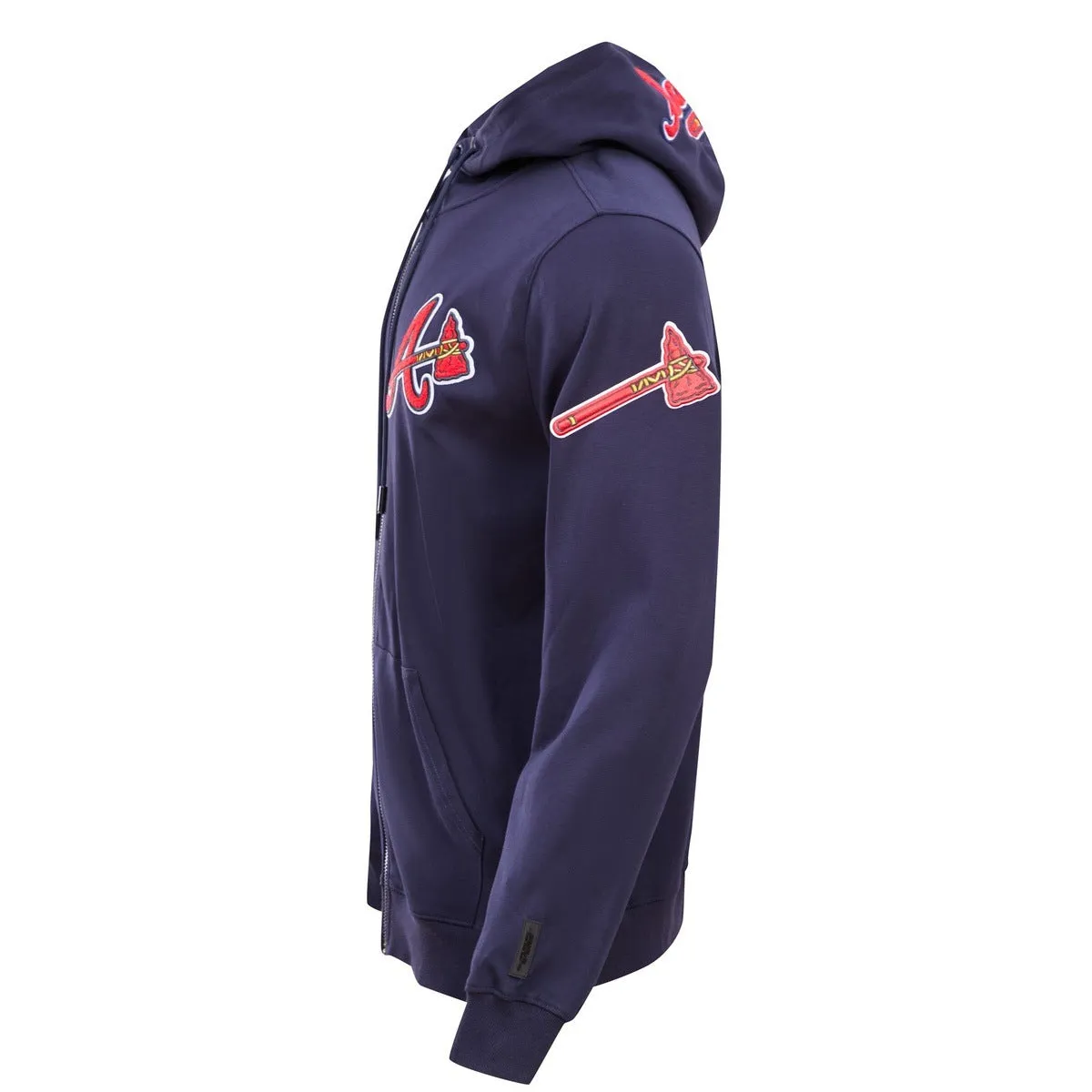 MLB ATLANTA BRAVES CLASSIC CHENILLE MEN'S FZ PO HOODIE (MIDNIGHT NAVY)