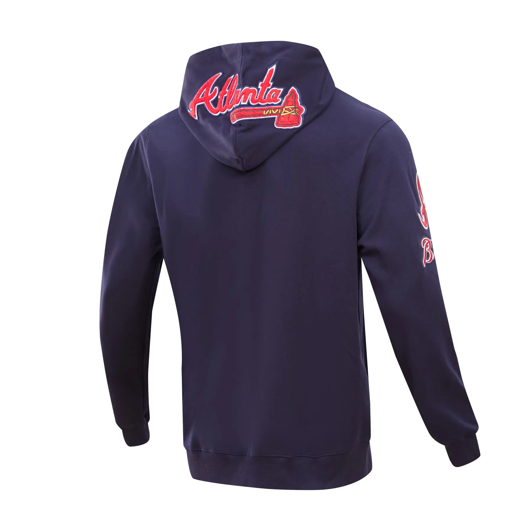 MLB ATLANTA BRAVES CLASSIC CHENILLE MEN'S FZ PO HOODIE (MIDNIGHT NAVY)