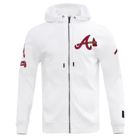 MLB ATLANTA BRAVES CLASSIC CHENILLE MEN'S FZ PO HOODIE (WHITE)