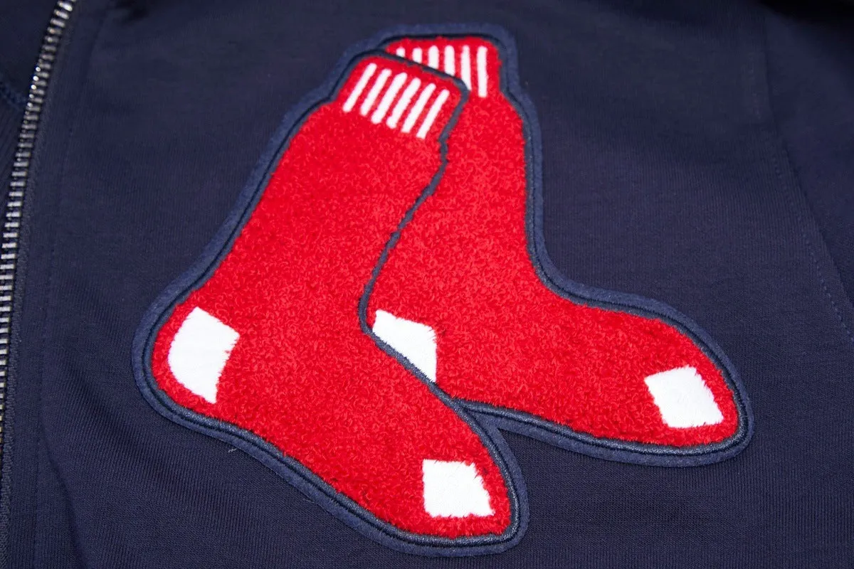 MLB BOSTON RED SOX CLASSIC CHENILLE MEN'S FZ PO HOODIE (MIDNIGHT NAVY)