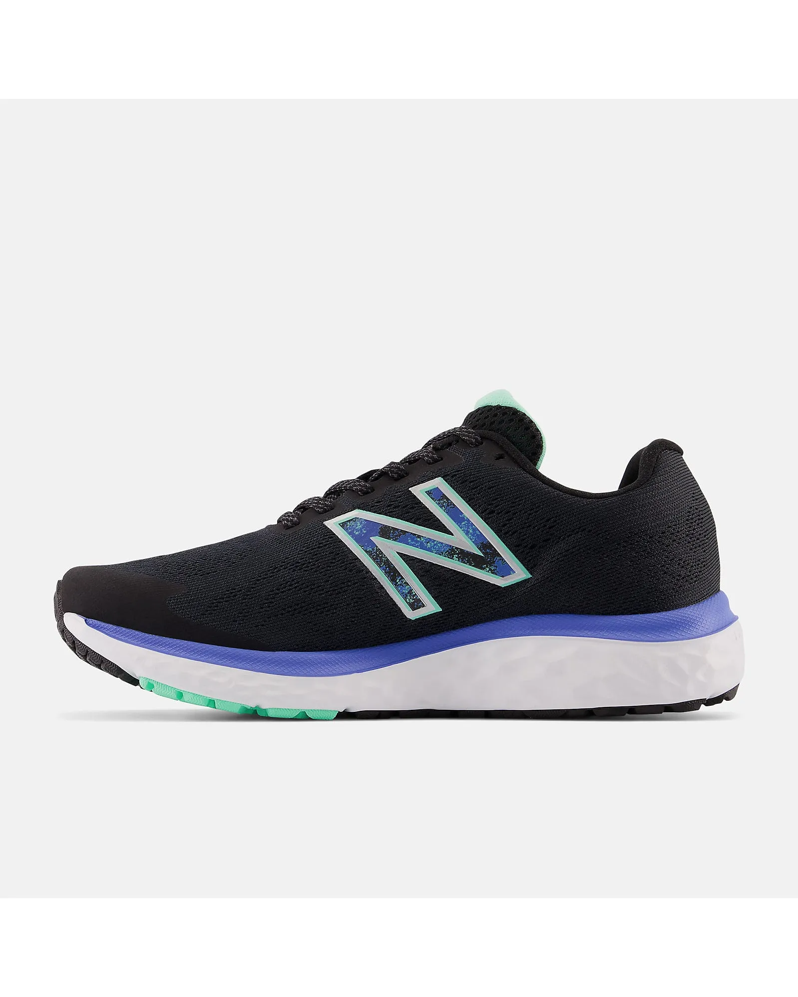 New Balance Fresh Foam 680v7 Sneaker - Black with Bright Lapis and Bright Mint