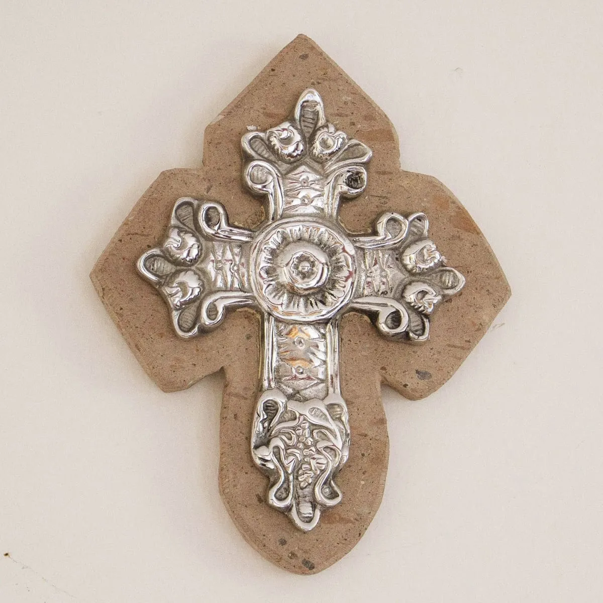 Novica Baroque Faith Pewter And Reclaimed Stone Wall Cross