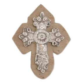 Novica Baroque Faith Pewter And Reclaimed Stone Wall Cross