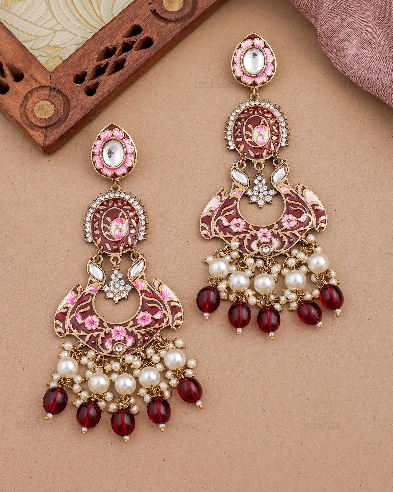 Nusrat Kundan Dangler Earrings - RANG