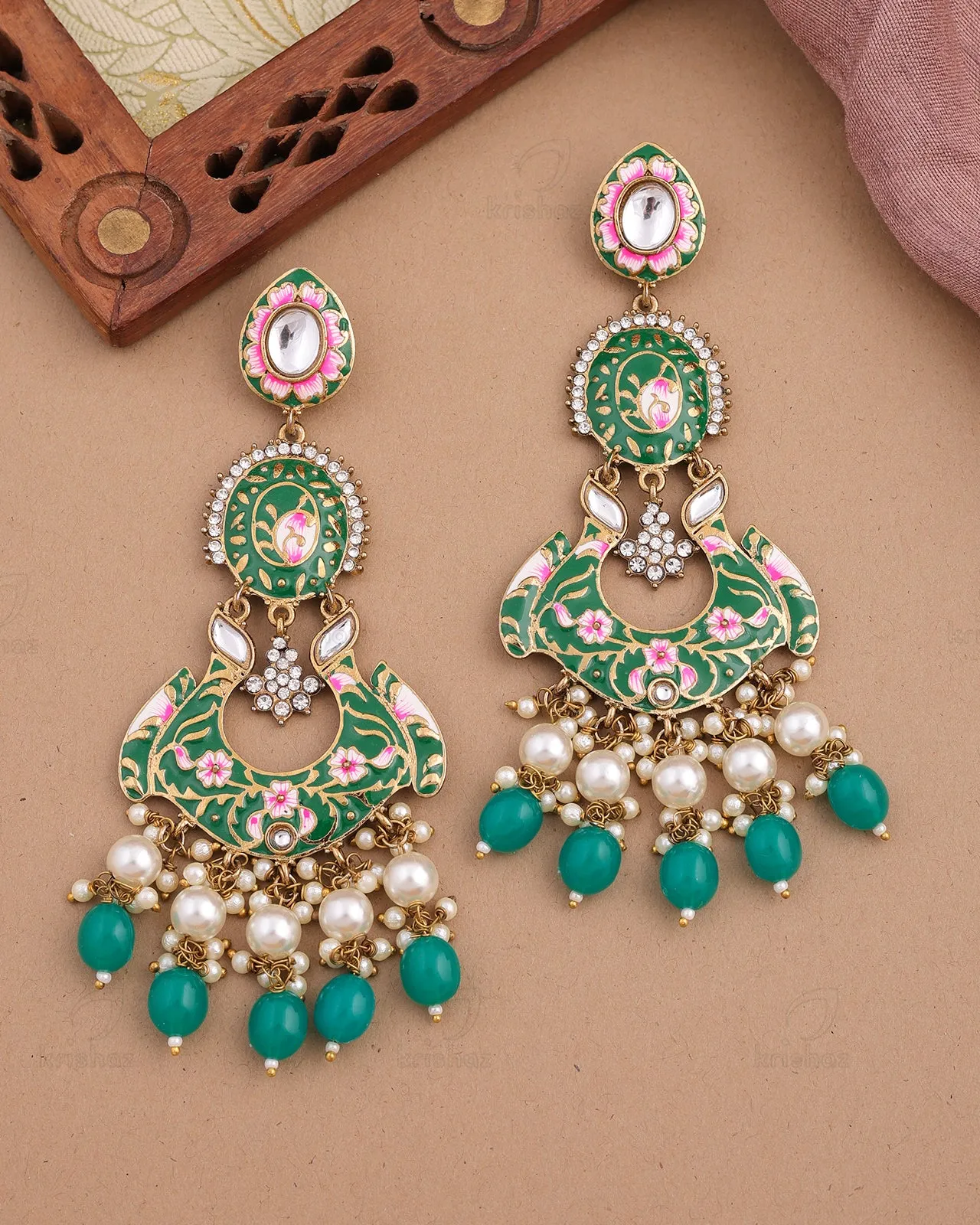 Nusrat Kundan Dangler Earrings - RANG