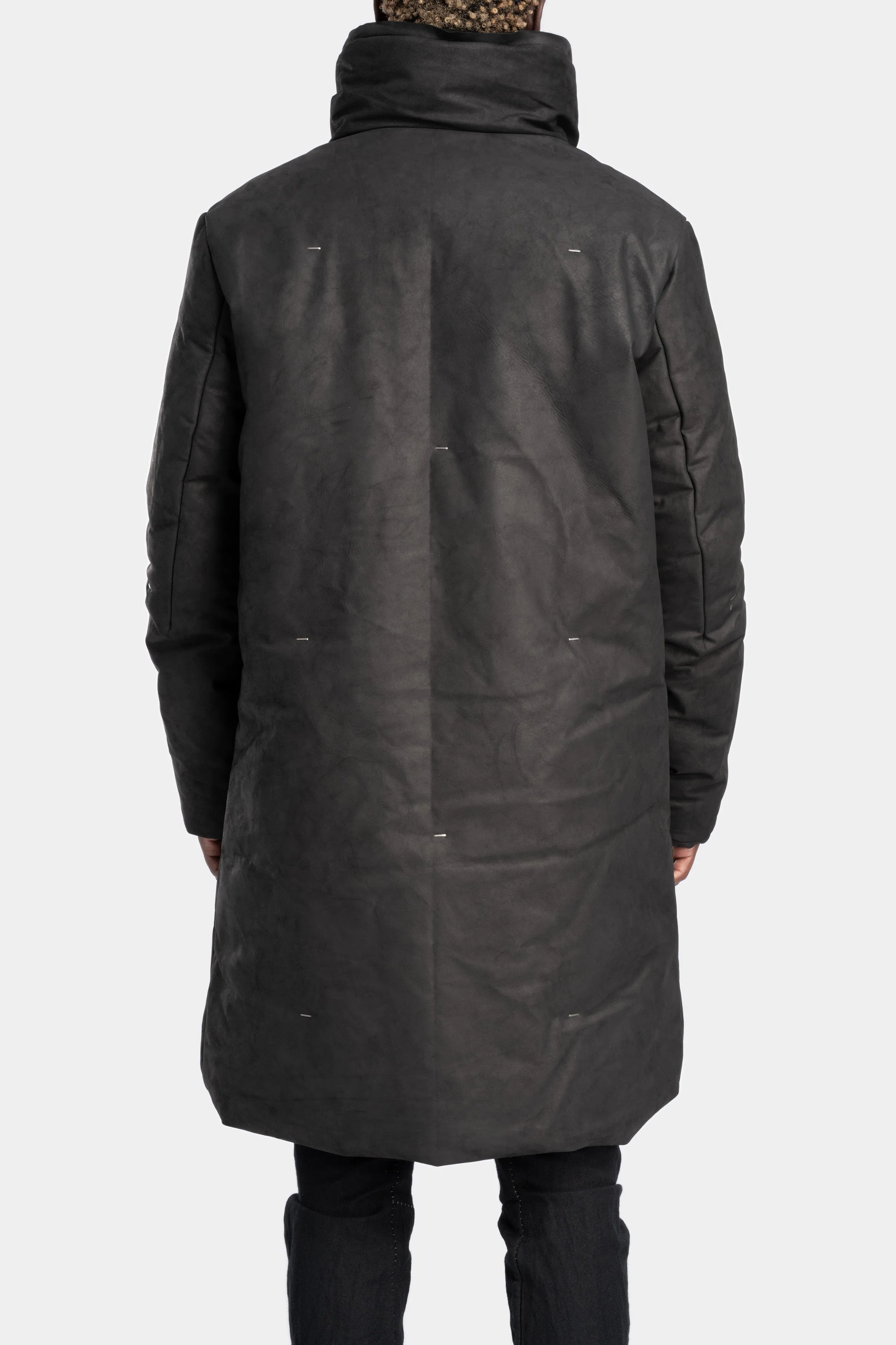 Padded leather parkas