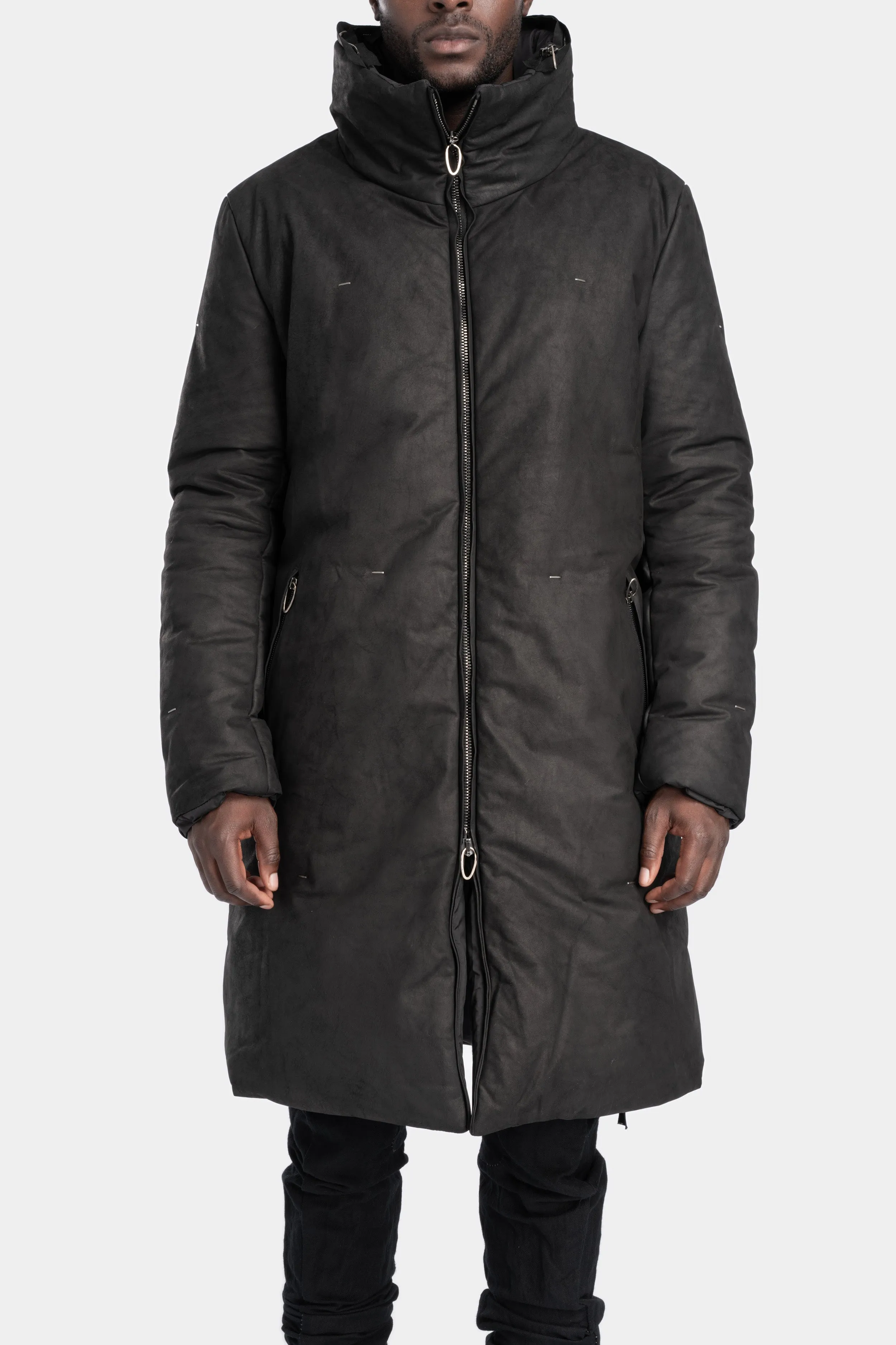 Padded leather parkas