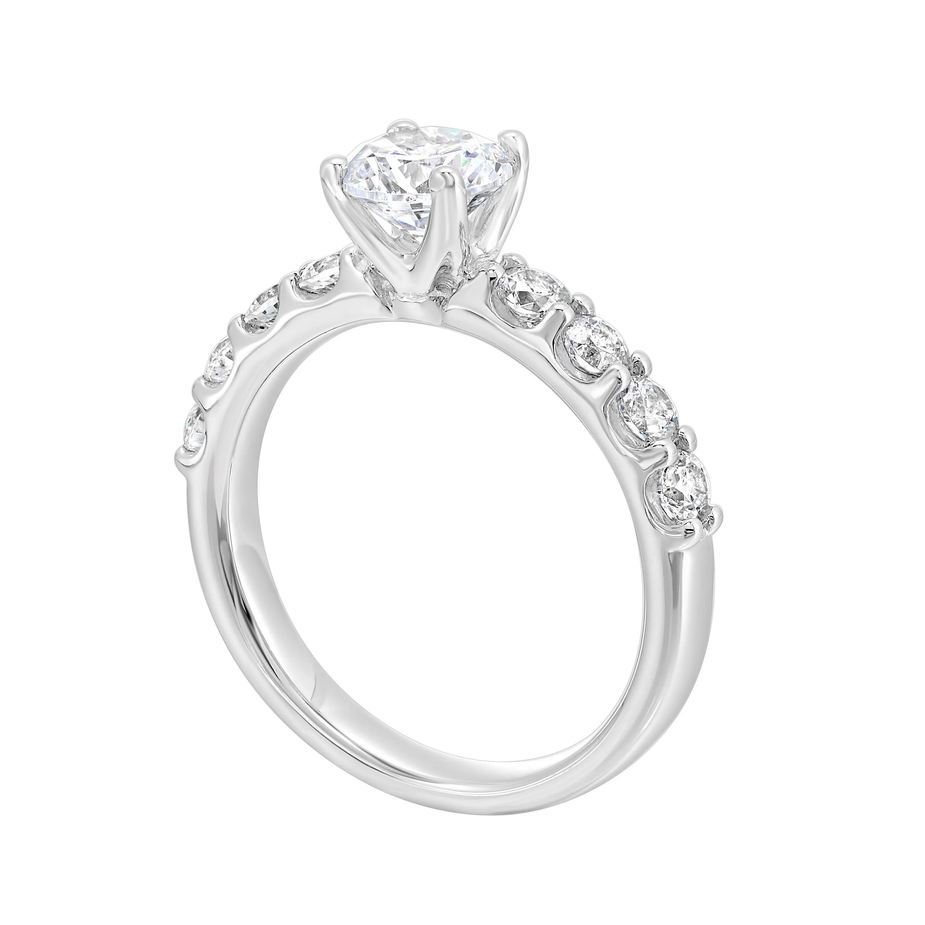 Petite Round Cut Lab-Created Diamond Engagement Ring in White Gold, 1.62 cttw