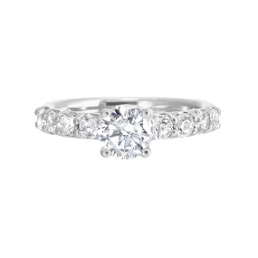 Petite Round Cut Lab-Created Diamond Engagement Ring in White Gold, 1.62 cttw