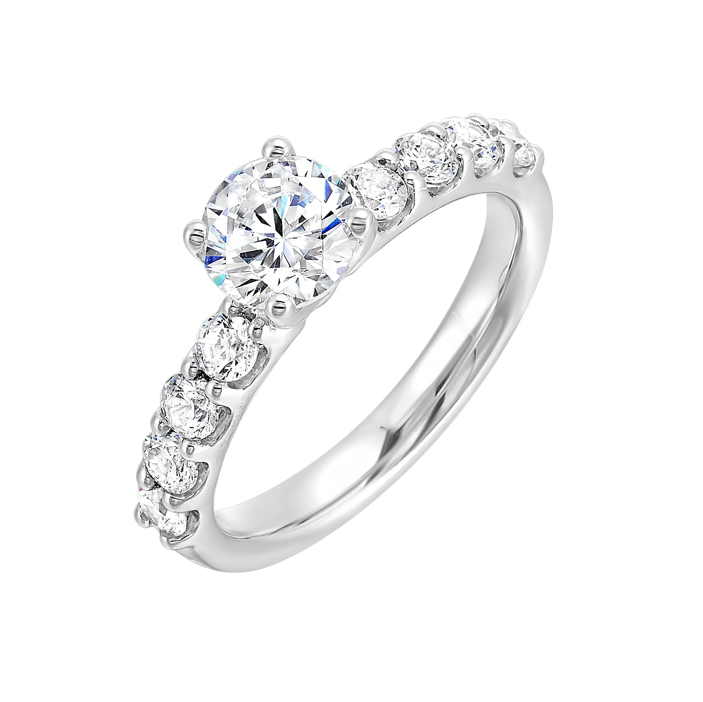 Petite Round Cut Lab-Created Diamond Engagement Ring in White Gold, 1.62 cttw