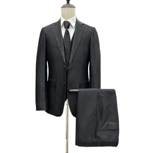 Profile Slim Fit Vested Suit - Shark Skin Black