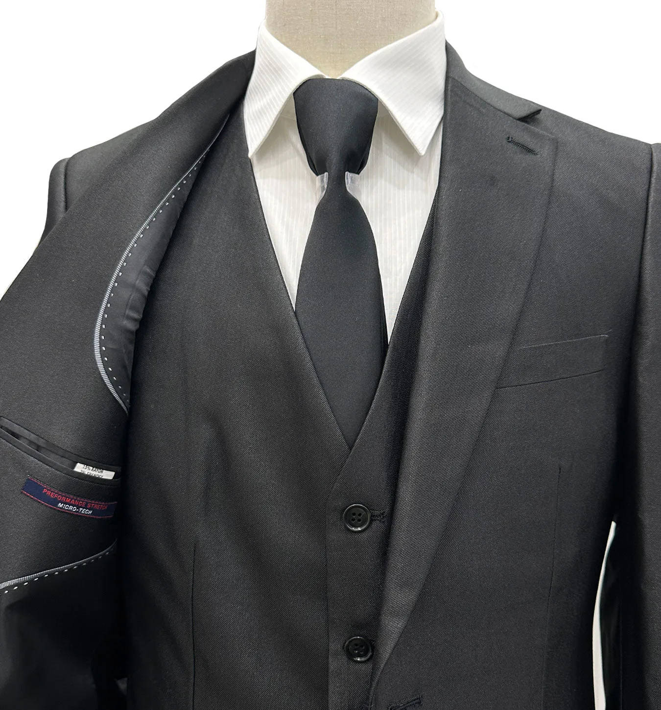 Profile Slim Fit Vested Suit - Shark Skin Black