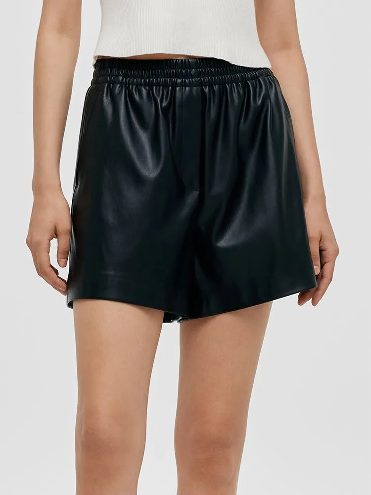 PU Leather Women Shorts