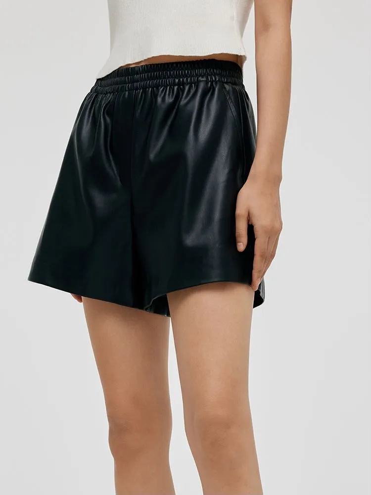 PU Leather Women Shorts