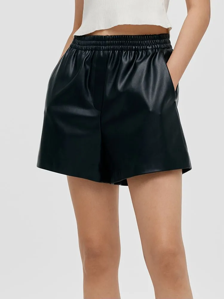 PU Leather Women Shorts