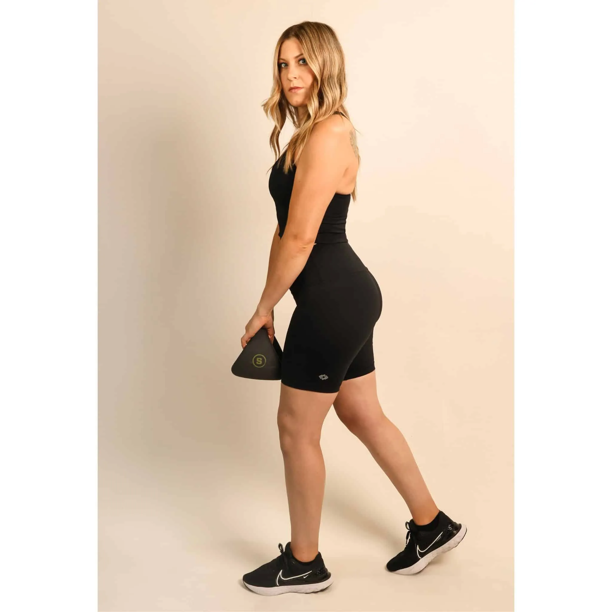 Quoia Be Your Strength High-Waist Biker Short In Black