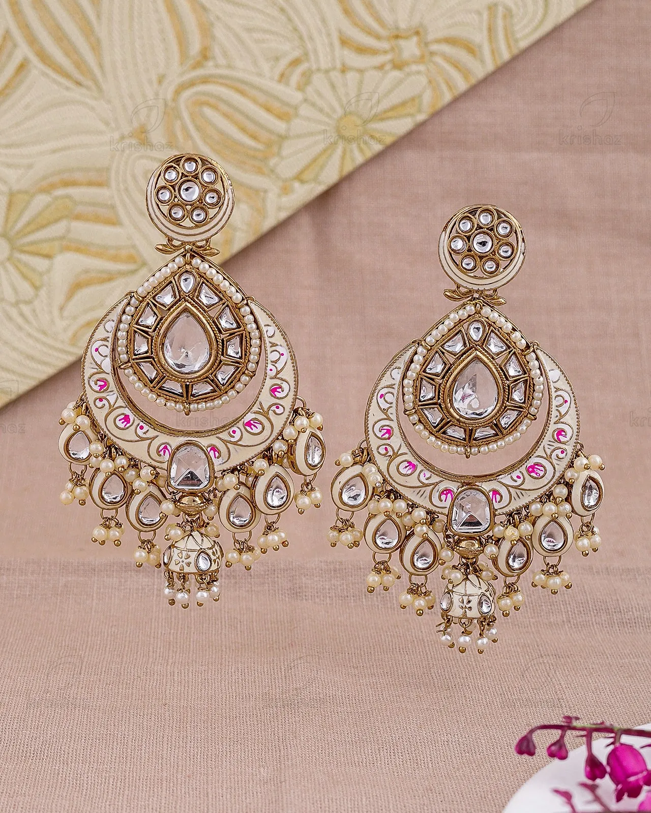 Razia Kundan Chandbali Earrings - RANG