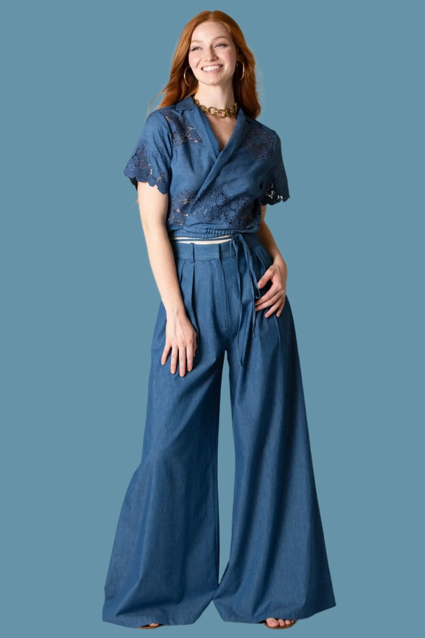 River High-waisted Trousers in Indigo Denim