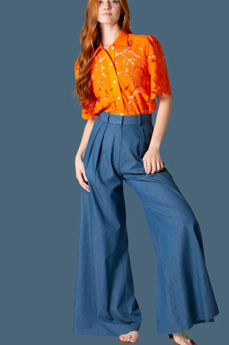 River High-waisted Trousers in Indigo Denim