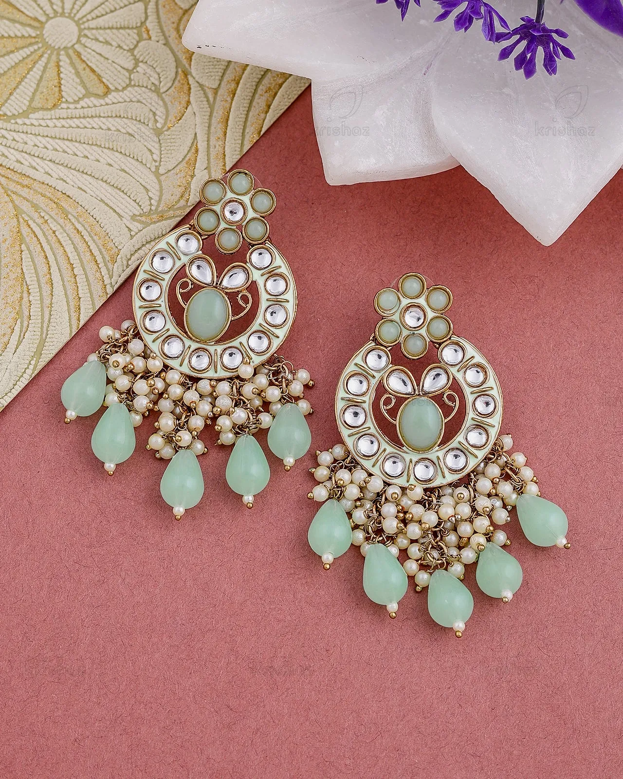 Sahar Kundan Dangler Earrings - RANG