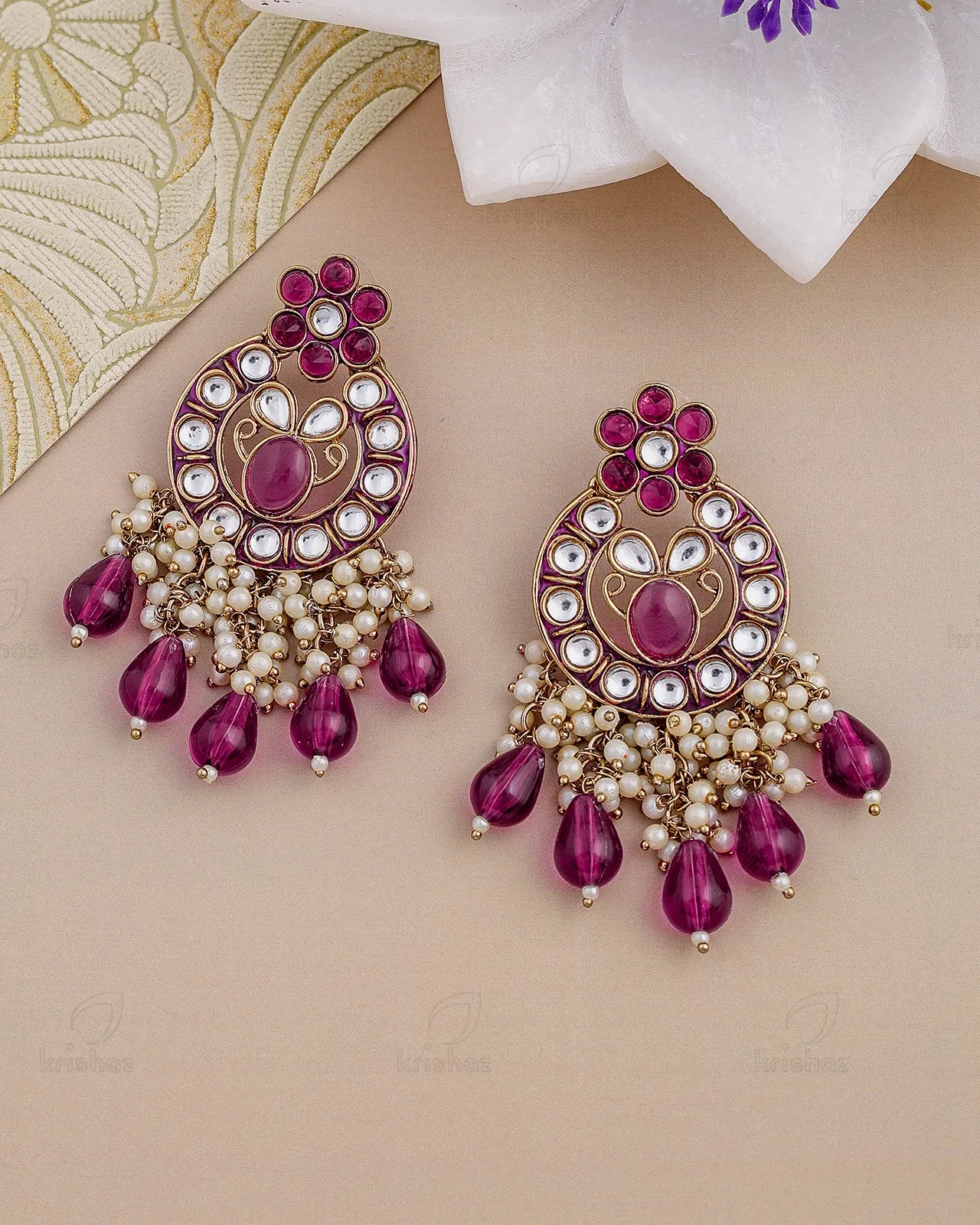 Sahar Kundan Dangler Earrings - RANG