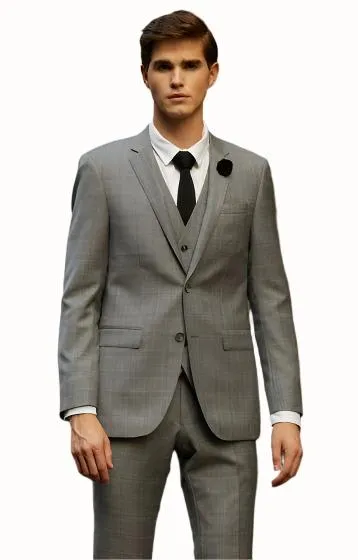 Savile Row Abram Merino Wool Silver Suit Set