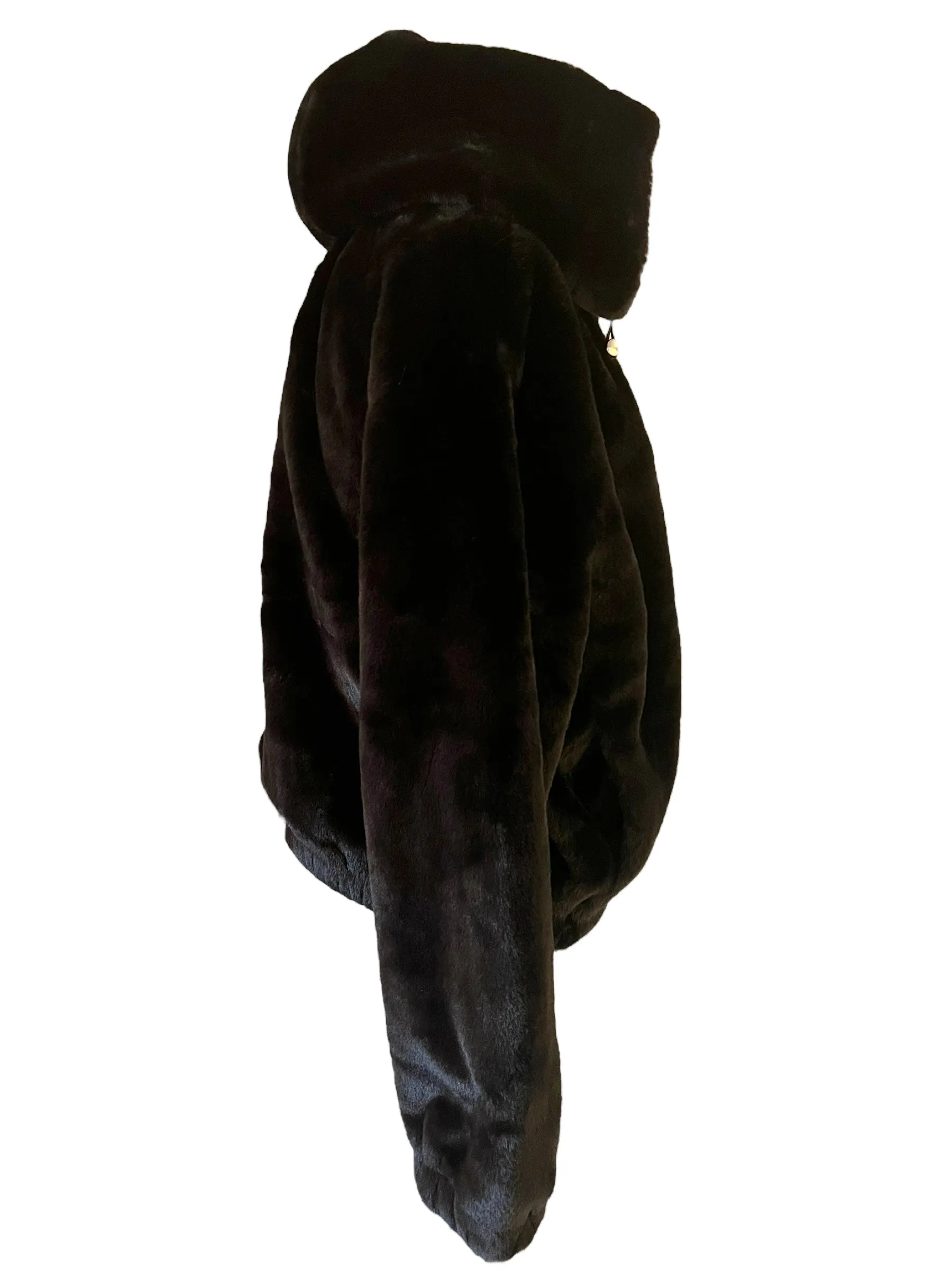 Sebby Black Size XL Faux Fur Bomber Jacket