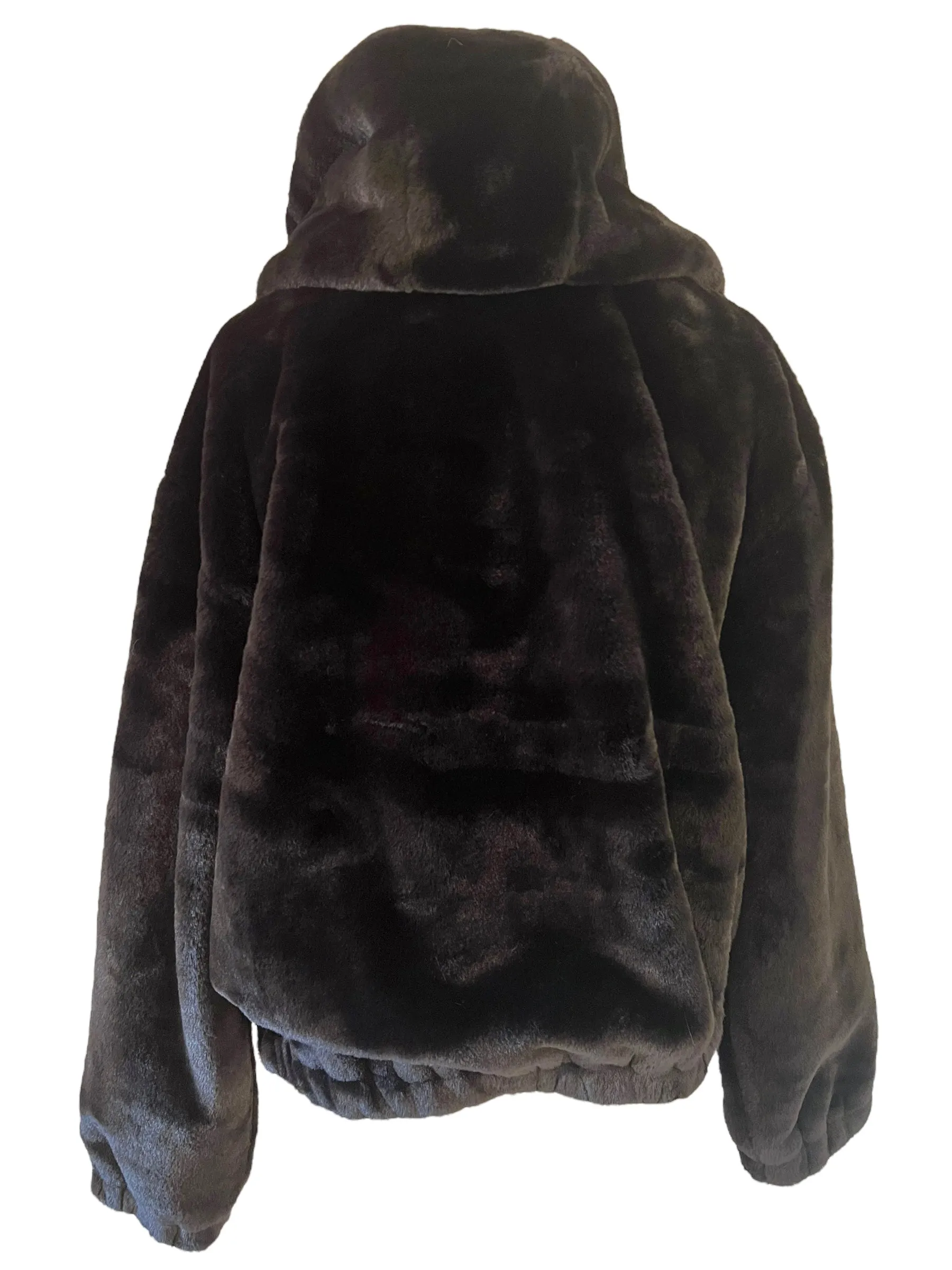 Sebby Black Size XL Faux Fur Bomber Jacket